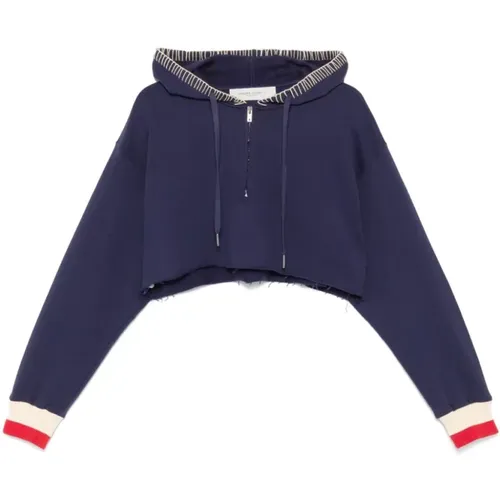 Blauer Pullover mit Goldenen Akzenten , Damen, Größe: M - Golden Goose - Modalova