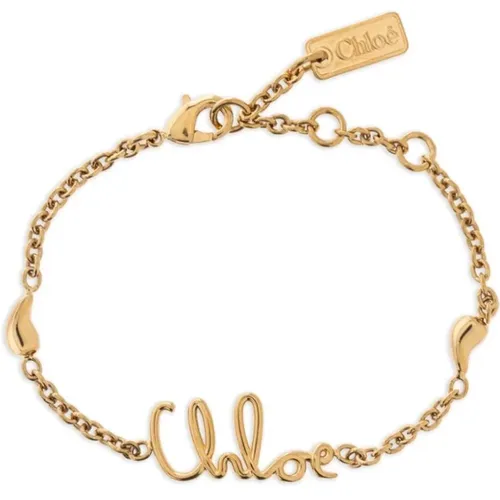 Chain Bracelet with Front Logo , female, Sizes: ONE SIZE - Chloé - Modalova