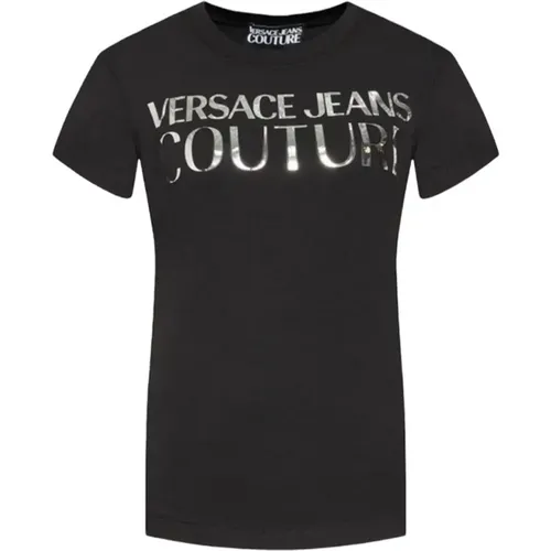 Women`s Short Sleeve T-shirt with Logo , female, Sizes: XS - Versace Jeans Couture - Modalova