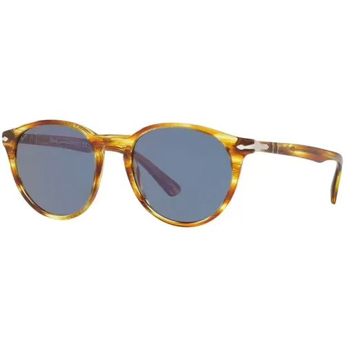 Round Oval Sunglasses in Havana Blue , male, Sizes: 52 MM - Persol - Modalova