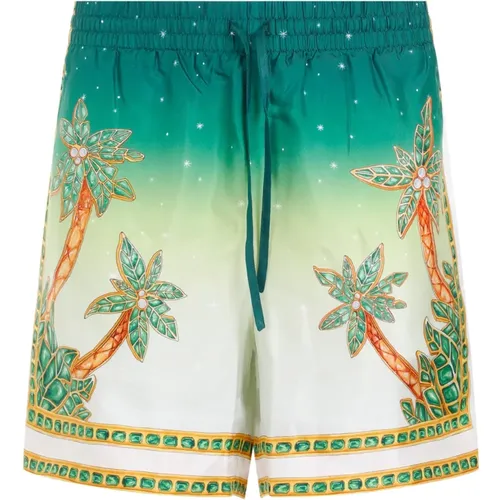 Green Silk Shorts Print , male, Sizes: L - Casablanca - Modalova