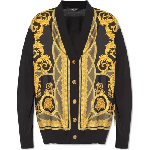 Cardigan with La Coupe des Dieux pattern , female, Sizes: 2XS, XS - Versace - Modalova