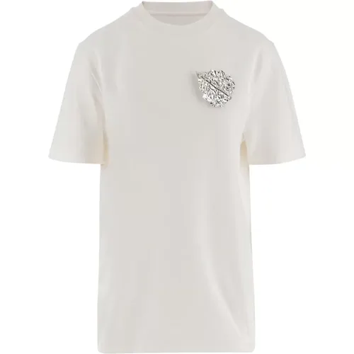 Blatt Brosche Baumwoll T-Shirt - Jil Sander - Modalova