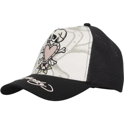 Mesh Trucker Cap White/Black , male, Sizes: ONE SIZE - Ed Hardy - Modalova