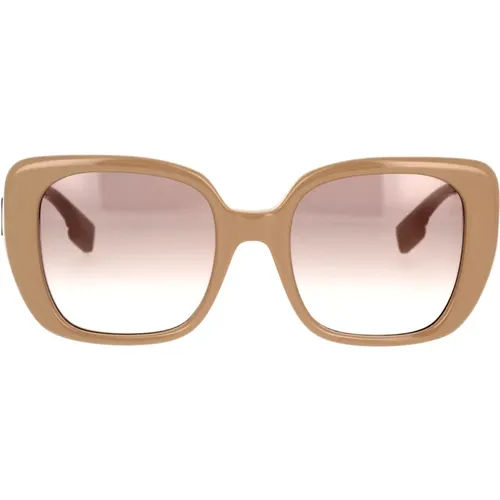 Modische quadratische Sonnenbrille mit goldenen Details , Damen, Größe: 52 MM - Burberry - Modalova