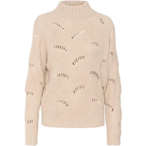 Strick Rollkragen Pullover Hafer Melange , Damen, Größe: XS - Cream - Modalova