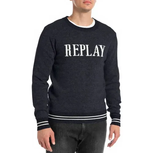 Herren Logo Pullover , Herren, Größe: L - Replay - Modalova