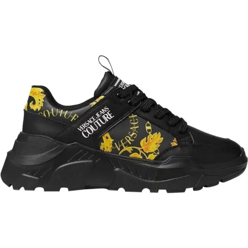 Schwarze Sneakers mit Ikonischem Druck , Herren, Größe: 41 EU - Versace - Modalova