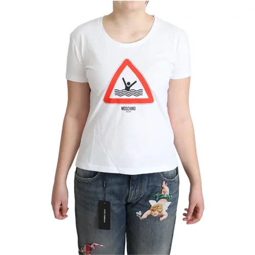 Dreieck Grafik Baumwoll T-Shirt - Moschino - Modalova