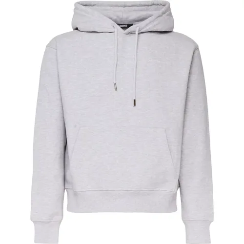 Embroidered Logo Hoodie in Grey Cotton , male, Sizes: M, XS, S, 2XL, L, XL - Jacquemus - Modalova