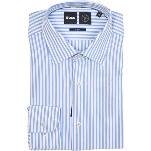 Striped Slim Fit Long Sleeve Shirt , male, Sizes: 4XL, 3XL, L - Hugo Boss - Modalova