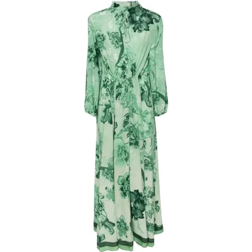 Grünes Seidenkleid mit Blumenmuster - F.r.s For Restless Sleepers - Modalova