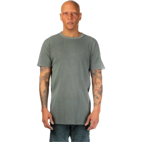 Perforiertes Baumwoll-T-Shirt Alga Grün , Herren, Größe: M - Boris Bidjan Saberi - Modalova