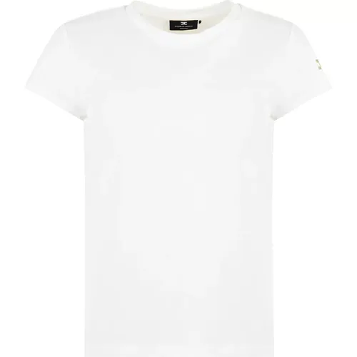 Cotton crew-neck T-shirt , female, Sizes: L - Elisabetta Franchi - Modalova
