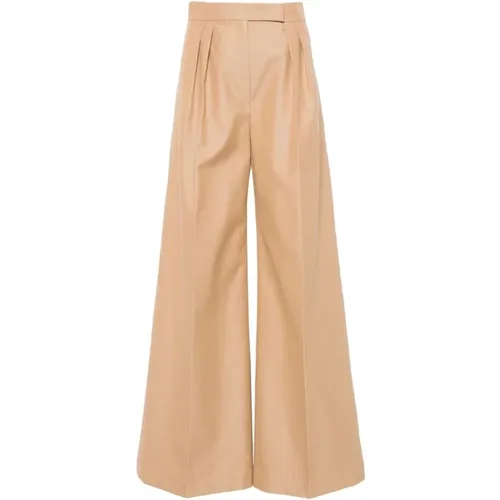 Beige Wide Leg Trousers Camel , female, Sizes: XS, S - Max Mara - Modalova