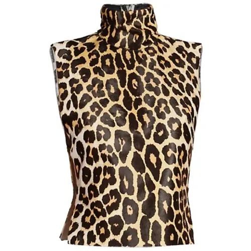 Leopard Faux Leather Vest , female, Sizes: S - Dries Van Noten - Modalova