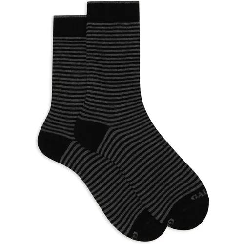 Graue Windsor Stripe Kurze Baumwollsocken - Gallo - Modalova