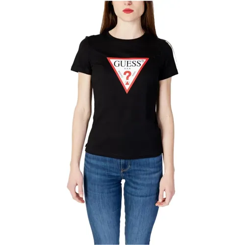 Schwarzes Bedrucktes T-Shirt für Frauen - Guess - Modalova