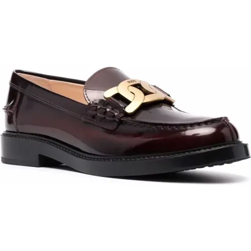 Burgundy Calf Leather Slip-On Shoes , female, Sizes: 5 1/2 UK, 4 1/2 UK, 6 1/2 UK, 3 UK, 5 UK, 4 UK - TOD'S - Modalova