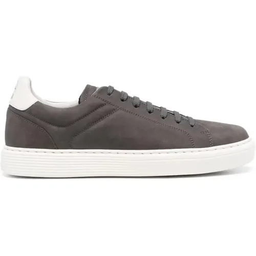 Leather Sneakers, 100% Leather, Made in Italy , male, Sizes: 9 UK - BRUNELLO CUCINELLI - Modalova