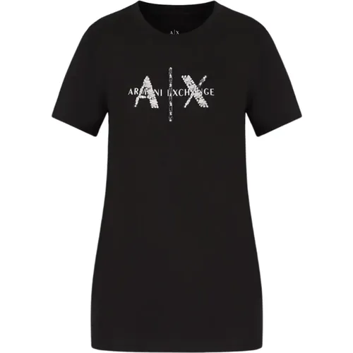 Basic T-Shirt , Damen, Größe: L - Armani Exchange - Modalova