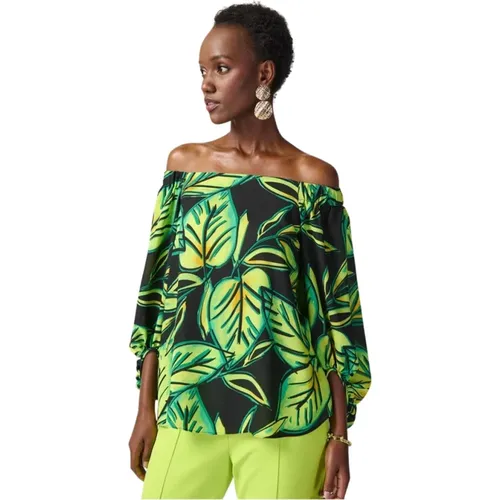 Leaf Print Off-Shoulder Top , female, Sizes: 2XL, L, S - Joseph Ribkoff - Modalova