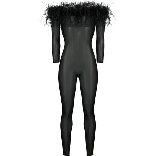 Schwarzer Plumage Jumpsuit , Damen, Größe: M - Oseree - Modalova