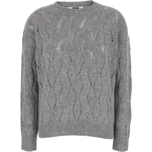 Grauer Pullover mit Lochstrick , Damen, Größe: XS - Mauro Grifoni - Modalova