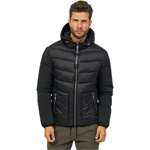 Quilted Waterproof Hooded Coat , male, Sizes: L, 3XL - YES ZEE - Modalova