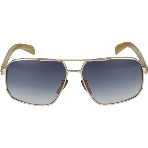 David Beckham Sonnenbrille DB 7102/S,Gestreifte Gold/Blau Getönte Sonnenbrille - Eyewear by David Beckham - Modalova