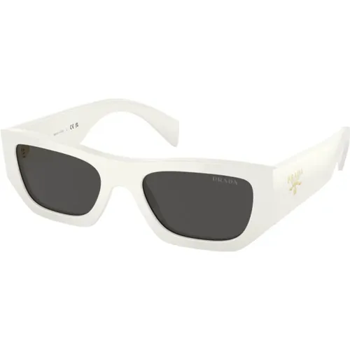 Elegant Sunglasses Collection,Elegante Vintage Sonnenbrillen Kollektion,Weiß/Dunkelgrau Sonnenbrille - Prada - Modalova