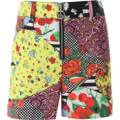 Patchwork Print Shorts , female, Sizes: 2XS, XS - Moschino - Modalova