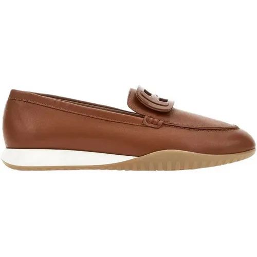 Stylish Leather Flat Shoes , female, Sizes: 3 UK - Hogan - Modalova
