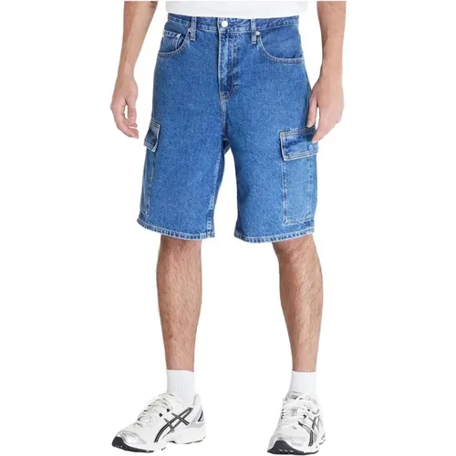 Blaue Baumwolljeans mit Reißverschluss , Herren, Größe: W30 - Calvin Klein Jeans - Modalova