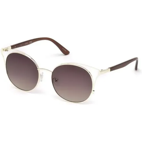 Goldene Braune Verlauf Sonnenbrille,Stylische Sonnenbrille mit dunkelgrauen Gläsern - Guess - Modalova