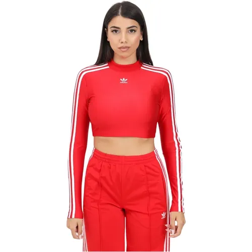 Rotes 3-Streifen Sporttop , Damen, Größe: XS - adidas Originals - Modalova