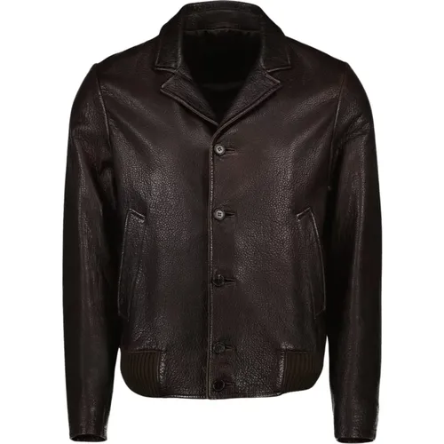 Leather Bomber Jacket , male, Sizes: L - Prada - Modalova