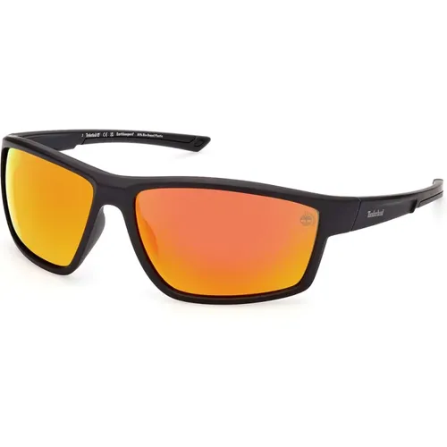 Rectangular Polarized Sunglasses Orange Mirrored , unisex, Sizes: 65 MM - Timberland - Modalova
