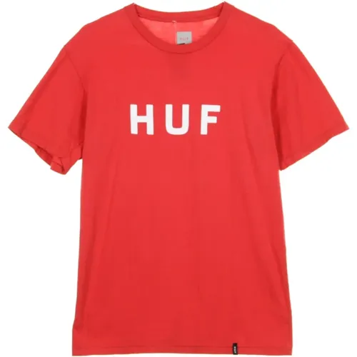 Essentials Logo T-Shirt Scarlet/White , Herren, Größe: XL - HUF - Modalova
