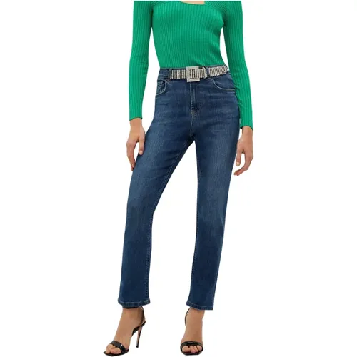 Rhinestone Belted Cropped Jeans , female, Sizes: W26, W24 - Liu Jo - Modalova