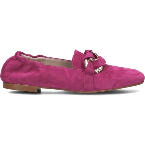 Fuchsia Wildleder Slip-Ons mit Goldbit , Damen, Größe: 38 EU - Stefano Lauran - Modalova