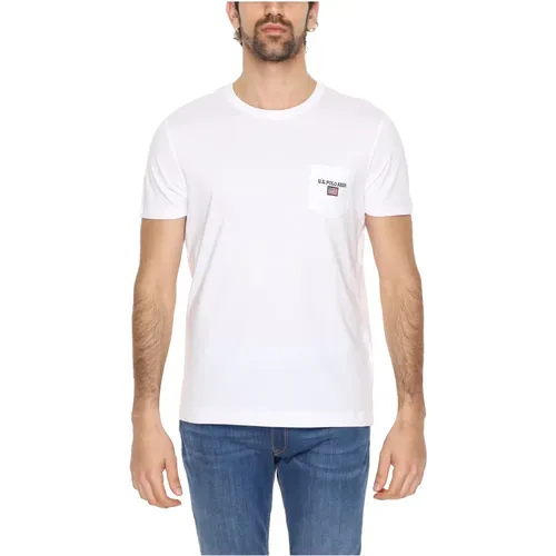 Herren T-Shirt Frühling/Sommer Kollektion 100% Baumwolle , Herren, Größe: L - U.s. Polo Assn. - Modalova