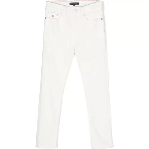 Weiße Slim Fit Jeans mit Besticktem Logo - Tommy Hilfiger - Modalova