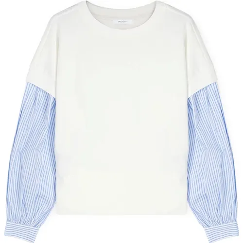 Sweatshirt mit Hemdärmeln , Damen, Größe: S - Motivi - Modalova