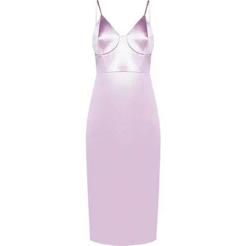 Rosa Seiden-Midi-Kleid für Frauen - Gucci - Modalova
