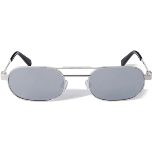 Silver Sunglasses with Original Case , unisex, Sizes: 55 MM - Off White - Modalova