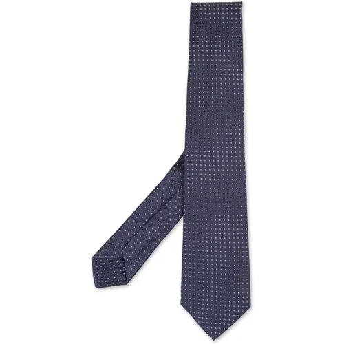 Silk Tie with White Micro Pattern , male, Sizes: ONE SIZE - Kiton - Modalova