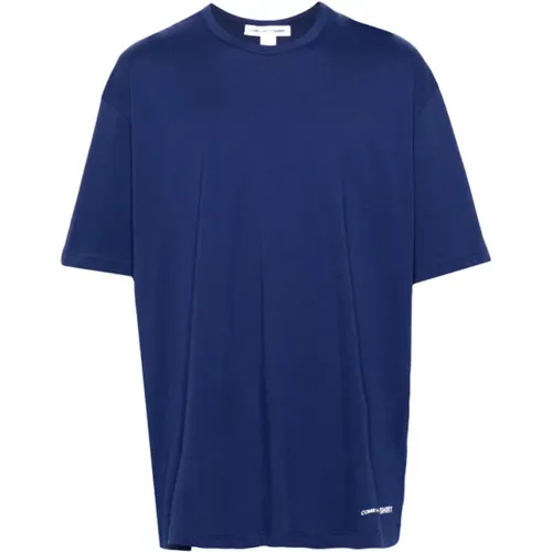 Logo-Print Baumwoll-T-Shirt in Blau , Herren, Größe: M - Comme des Garçons - Modalova