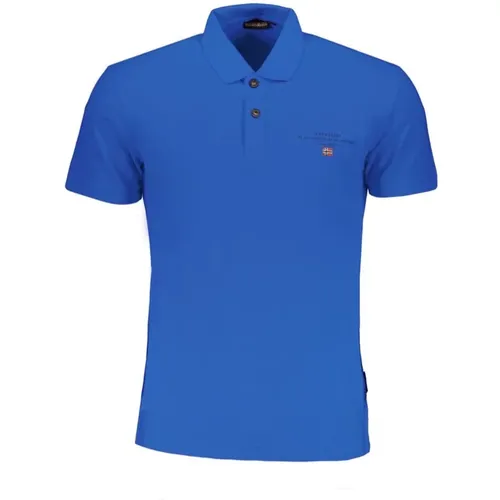 Blaues Baumwoll-Poloshirt mit Logo - Napapijri - Modalova