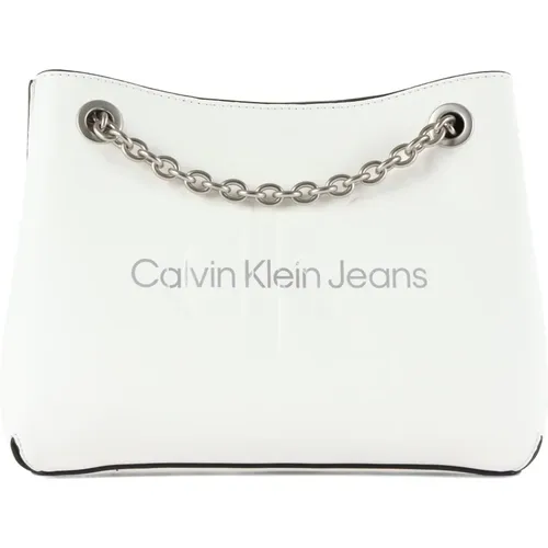 Schultertasche aus Kunstleder mit geprägtem Logo - Calvin Klein Jeans - Modalova